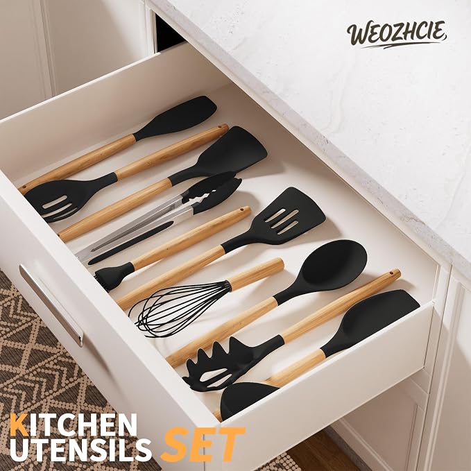 Silicone Cooking Utensil Set, Nonstick 446°F Heat-Resistant Cookware Kitchen - Image 6