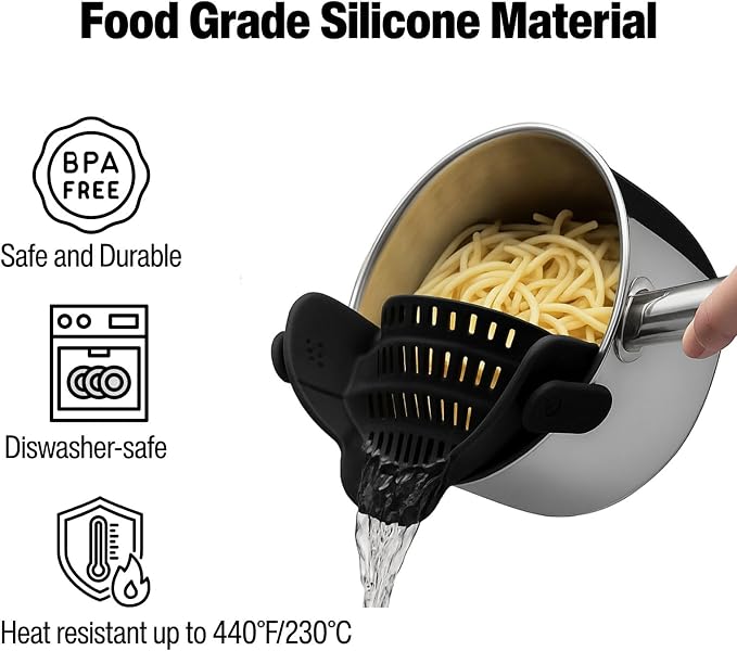 Silicone Pot Strainer, Emptycolor Adjustable Clip On Strainer - Image 3