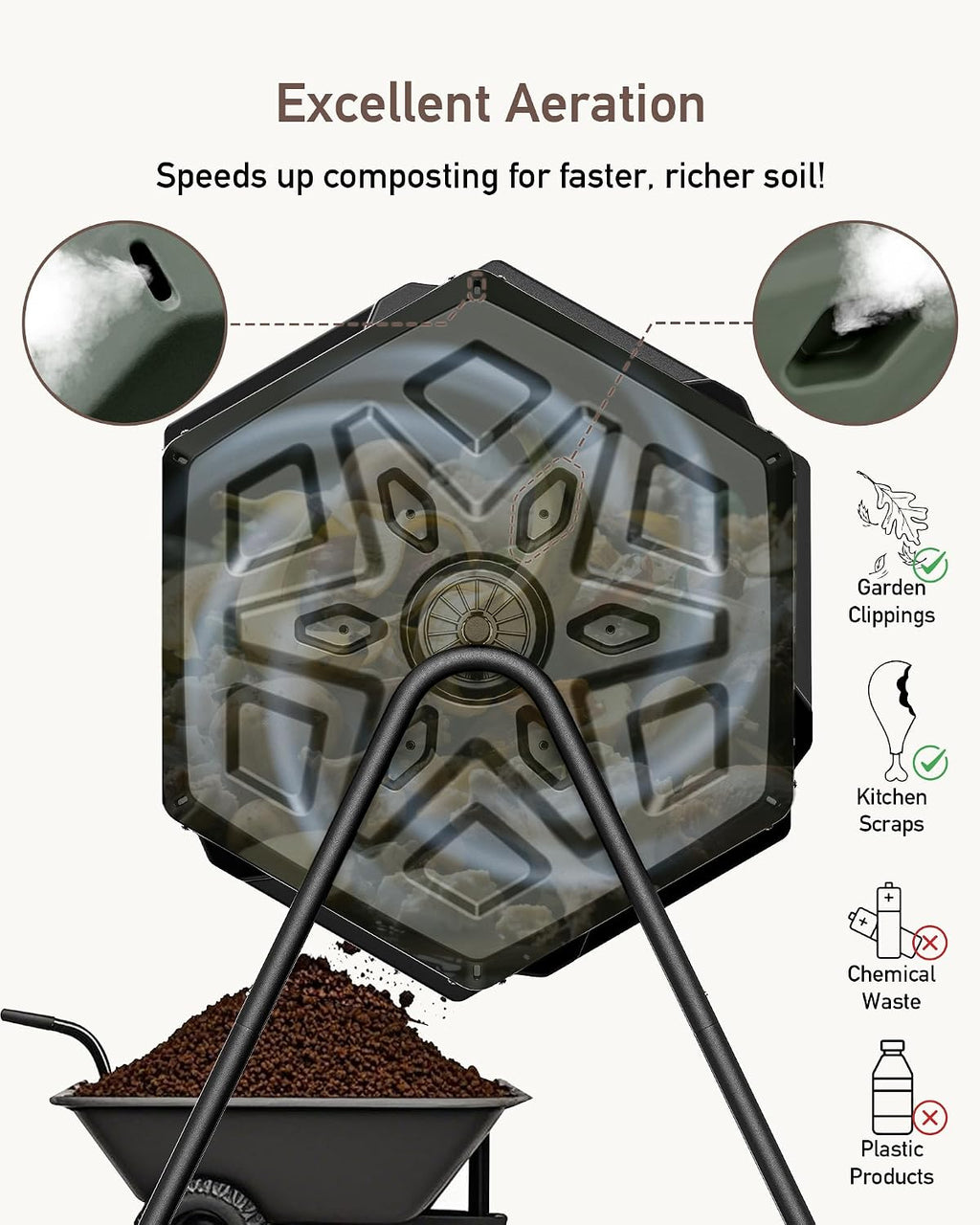 THE Growing 43 Gal Outdoor Compost Bin Tumbler for Backyard Garden