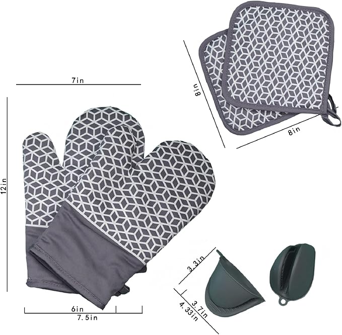 Oven Mitts and Pot Holders Sets 6pcs, Thick Cotton Oven Gloves High Heat - Image 6
