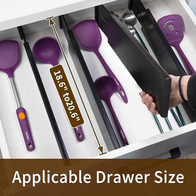 Utoplike Bamboo Drawer Dividers Large, Spring Loaded, Works in Bathroom - Image 2