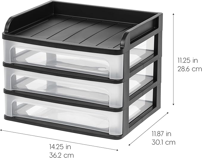 IRIS USA Plastic Desk Top 3-Drawer Storage Organizer - Image 3