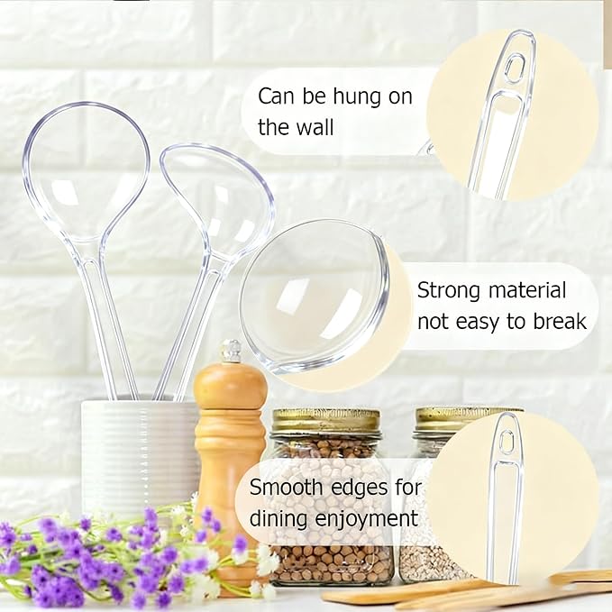 Large Plastic Serving Spoons, Disposable Heavy Duty Serving Spoons, Long Handle - Image 3