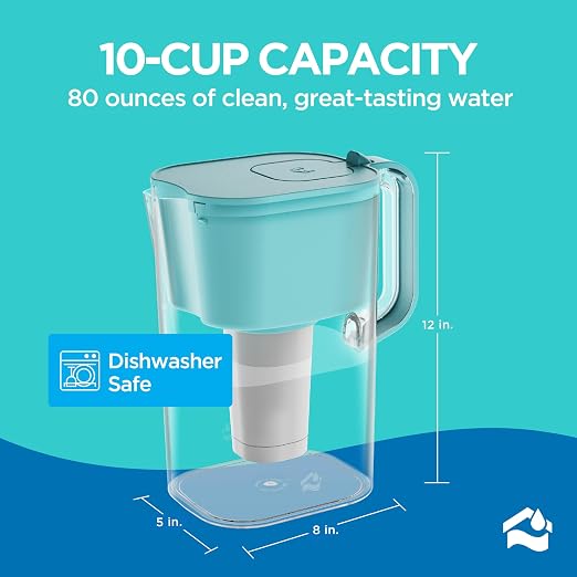 HOMEWATER 10-Cup Pitcher Filter – BPA-Free, High-Capacity 2.4L Pitcher - Image 6