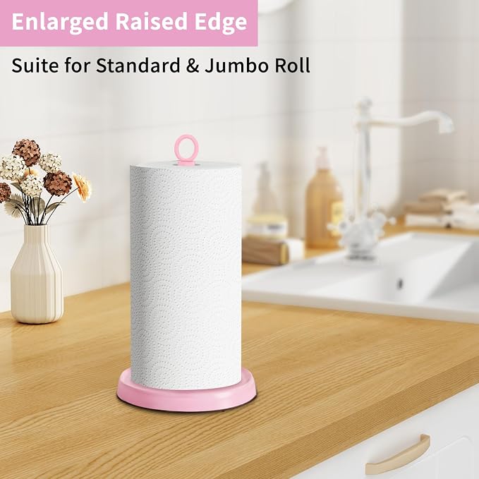 Pink Paper Towel Holder Countertop, Stainless Steel, Paper Towel Stand Holder - Image 8