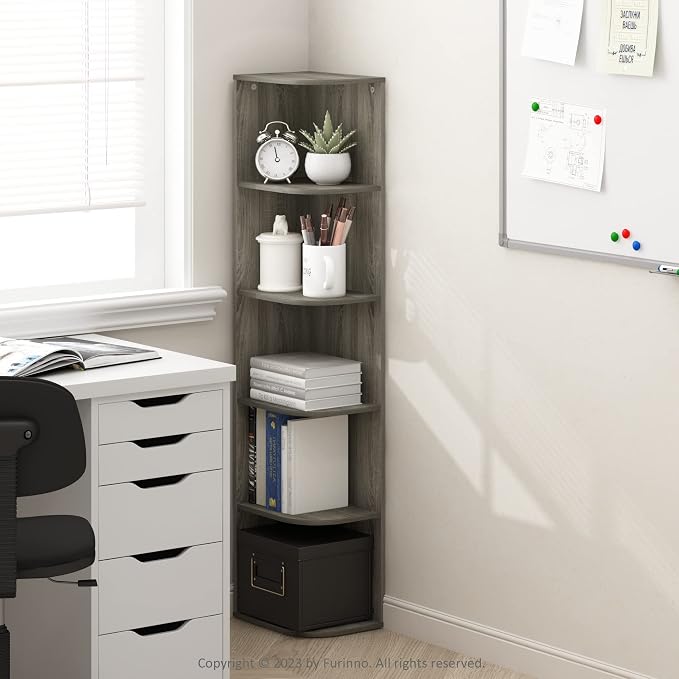 Furinno PASIR Book Shelf, 5-Tier Corner Bookshelf - Image 2