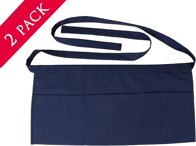 Resist water 3 big Pockets Waist Server Apron Kitchen Restaurant Unisex Half - Image 2