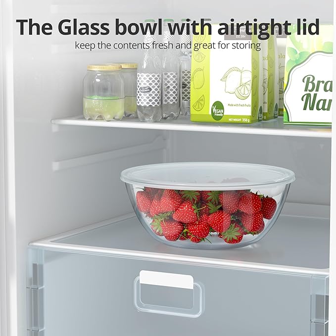 4.7 Qt Extra Large Glass Mixing Bowls Clear Glass Salad Cooking Bowls - Image 5