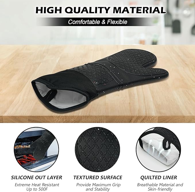 Extra Long Silicone Oven Mitts - Image 3