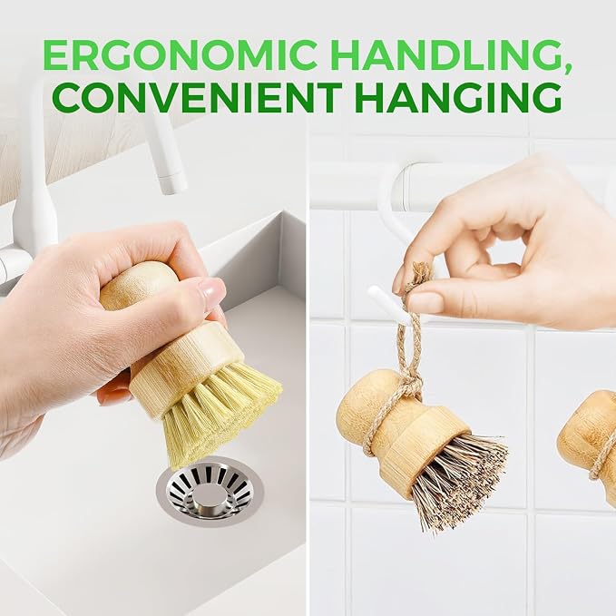 AIRNEX Bamboo Dish Brush Set of 3 - Image 6