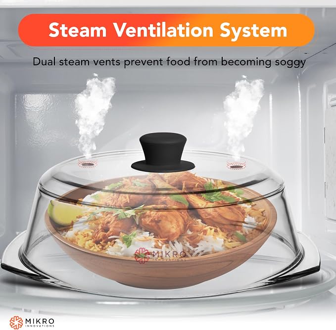 Tall Glass Microwave splatter cover | Sturdy clear 100% food safe BPA free - Image 4