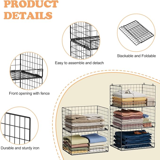 Yociyoga 5-Tier Stackable Closet Organizers and Storage Shelves, Closet Shelf - Image 6