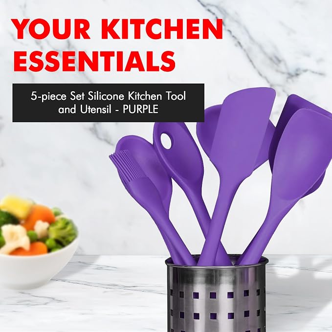 Chef Craft Premium Silicone Kitchen Tool and Utensil Set, 5 Piece - Image 2