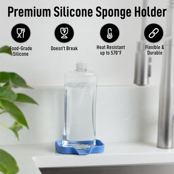 Zulay Kitchen Small Silicone Sponge Holder – Space-Saving Sink Organizer Tray - Image 2
