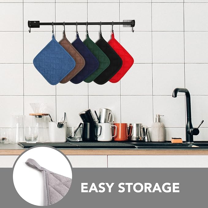 Joyhalo 6 Pack Pot Holders for Kitchen, Cotton Oven Holder - Image 6