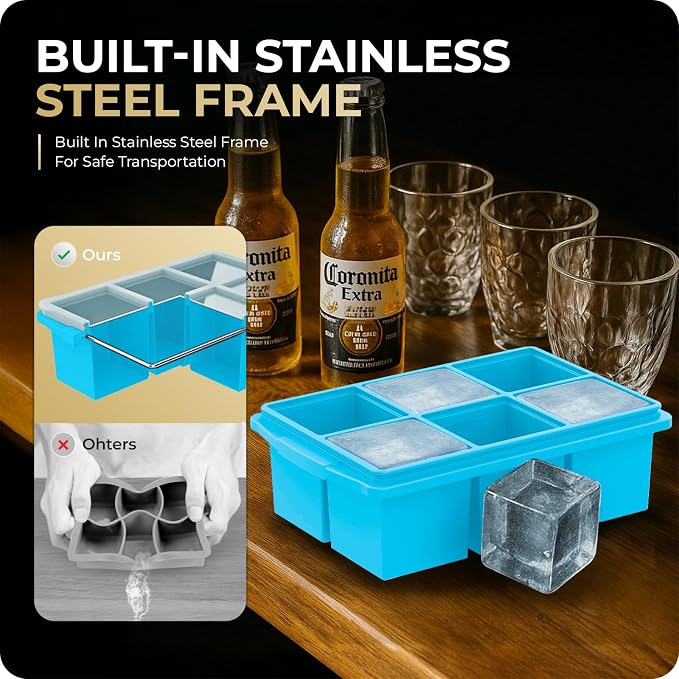 Large Ice Cube Trays for Whiskey, Silicone Ice Cube Tray, - Image 3