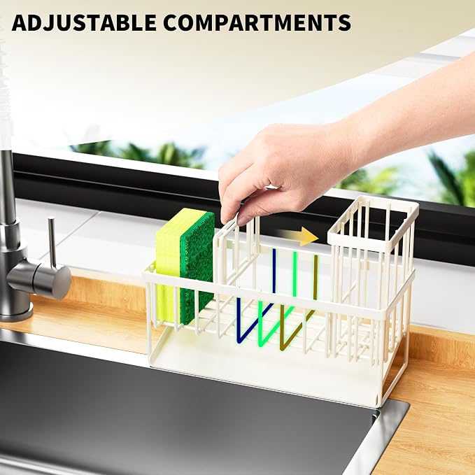 Cisily Off White Sponge Holder for Kitchen Sink, Sink Caddy Organizer - Image 5