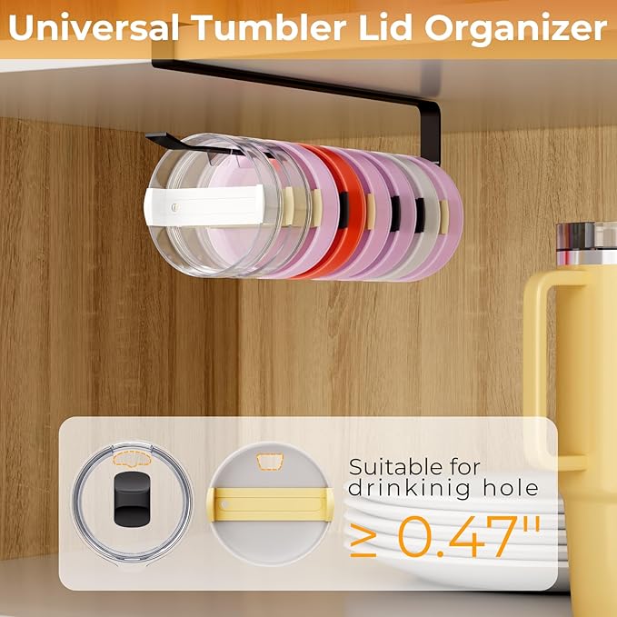 Quehun 2 PCS Tumbler Lid Organizers, Ample Lid Capacity Up to 30 Lids, No - Image 3