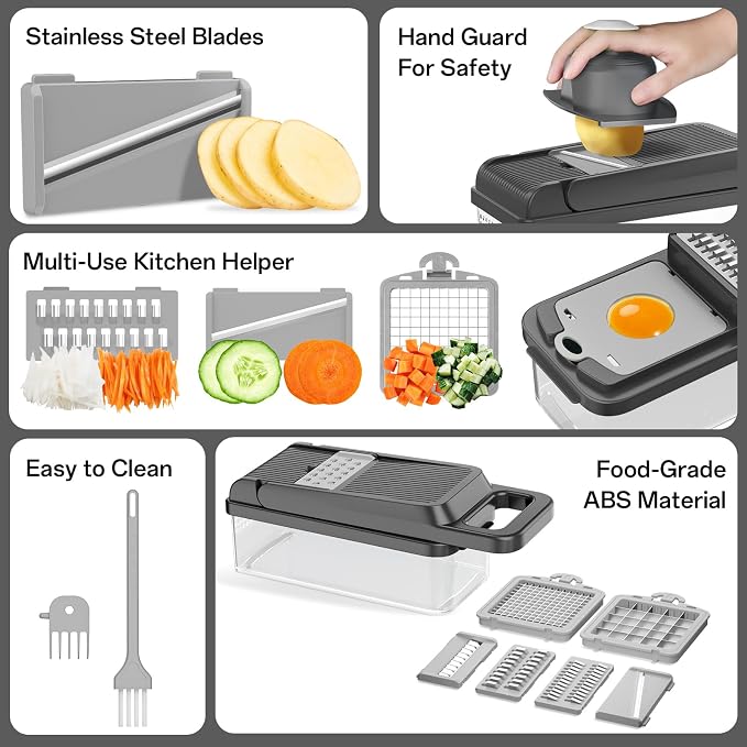 HomeHacks Vegetable Chopper Vegetable Cutter, 12 in 1 Kitchen Gadget, Onion - Image 5