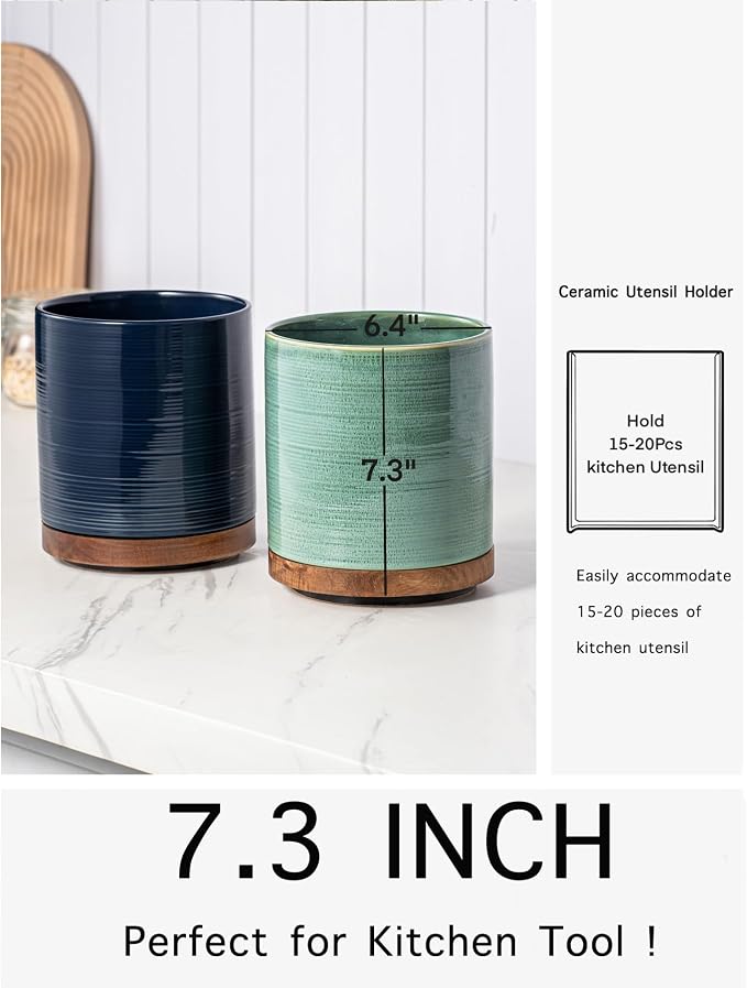 Utensil Holder, 360° Rotating Extra Large Ceramic Kitchen Utensil Holder - Image 6
