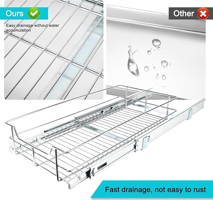 Pull Out Cabinet Organizer 9" W X 17" D, Slide Out Drawers - Image 9