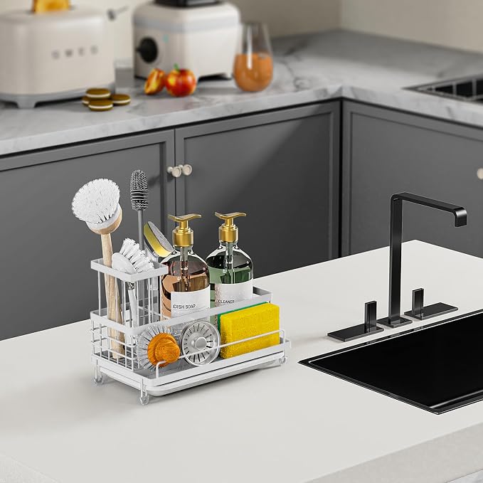 Cisily Stainless Steel Kitchen Sink Caddy Organizer, Sponge Holder - Image 5
