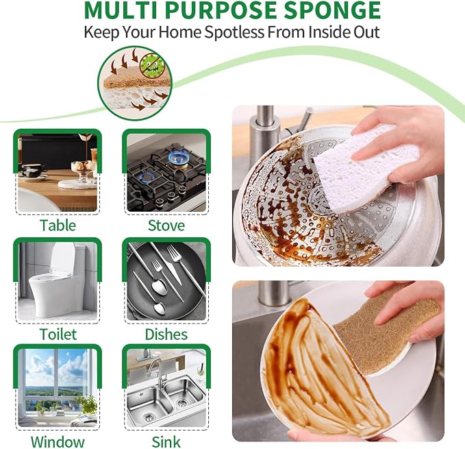 Sponges Kitchen Natural Dish Sponge Plant-Based Biodegradable Compostable - Image 5