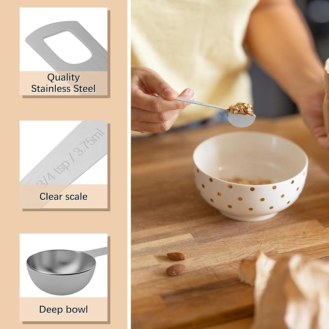 2PCS 3/4tsp Single Measuring Spoon, Stainless Steel Individual Teaspoons Only - Image 3