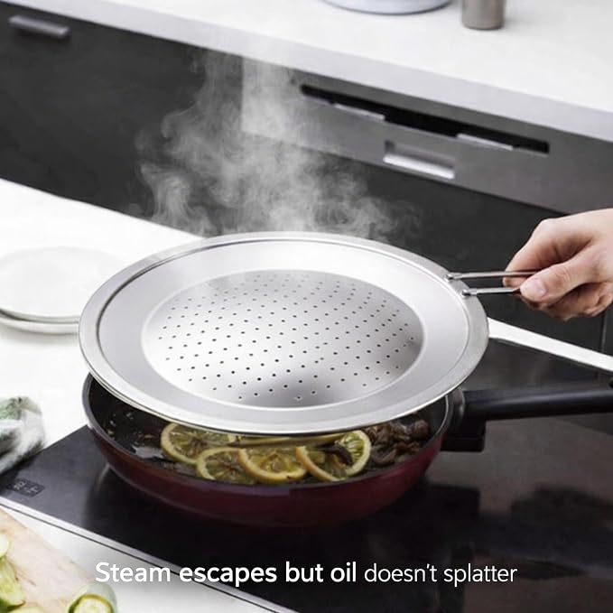 Stainless Steel Splatter Screen Lid, Oil Splash Guard - Image 2