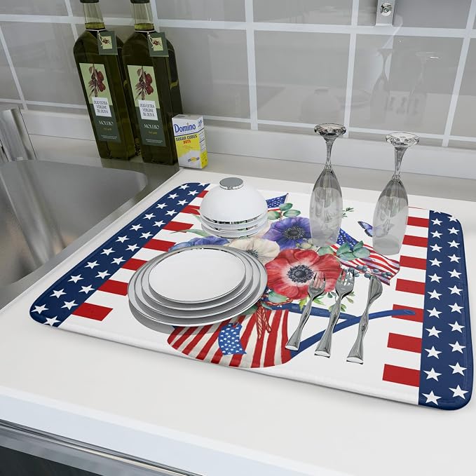 American Flag 4th of July Dish Drying Mats - Image 6