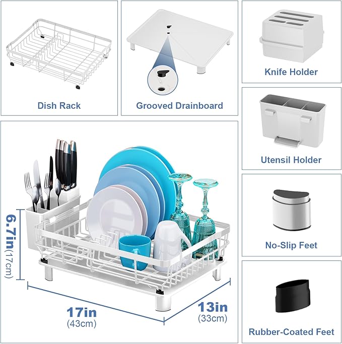 MOUKABAL Dish Drying Rack, Dish Rack, Stainless Steel Dish Racks - Image 4