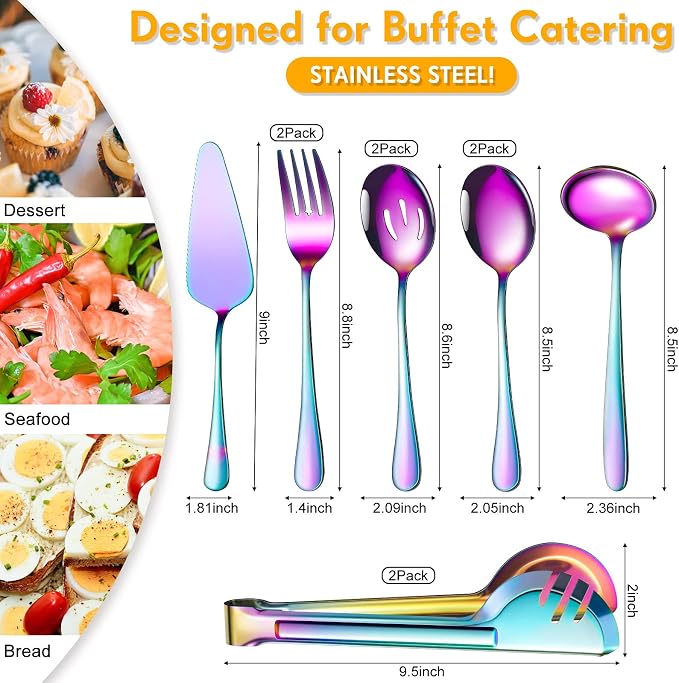 Patelai Serving Utensils Set Include Stainless Steel Large Spoons Slotted - Image 2