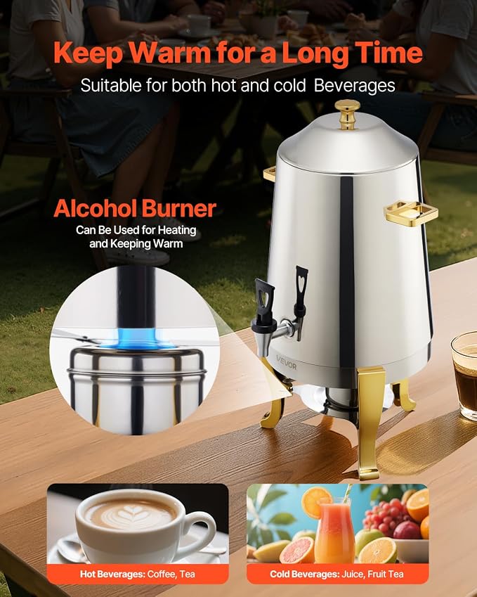 VEVOR Stainless Steel Beverage Dispenser, 3.4 Gallon Drink Dispenser - Image 4