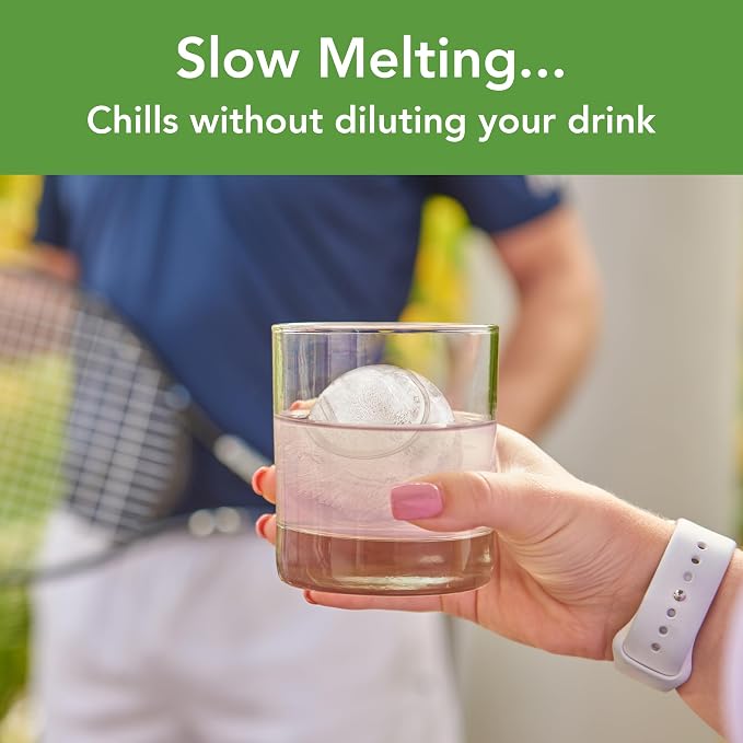 Tovolo Tennis Ice Cube Molds Pack of 2 Large Craft Ice Spheres - Image 2