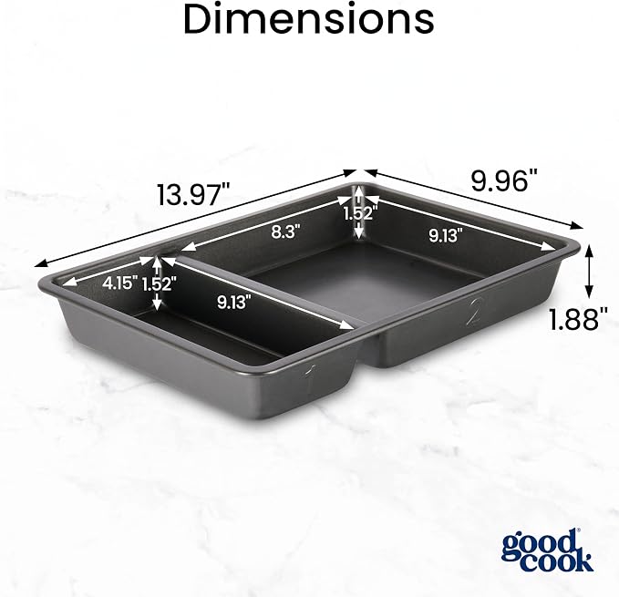 GoodCook Divided Baking Sheet Premium Carbon Steel Nonstick Pan, 9 x 13-Inch - Image 2