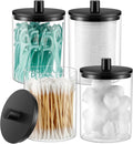 TIPGO Glass Qtip Holder Dispenser - 10 oz Clear Canister Apothecary Jar by TIPGO