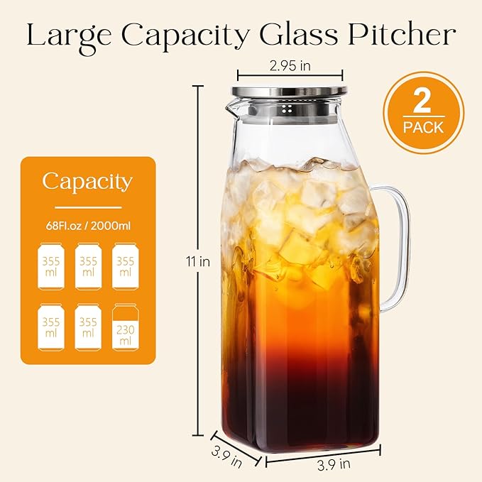 OneDream 68oz Square Glass Pitcher - Image 2