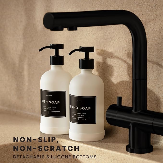 Hand and Dish Soap Dispenser for Kitchen and Bathroom, Stainless Steel Pumps - Image 2