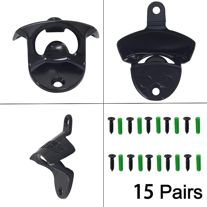 15 Packs Classic Beer Top Opener Wall Mounted Black Screw in Bottle Cap Opener - Image 5