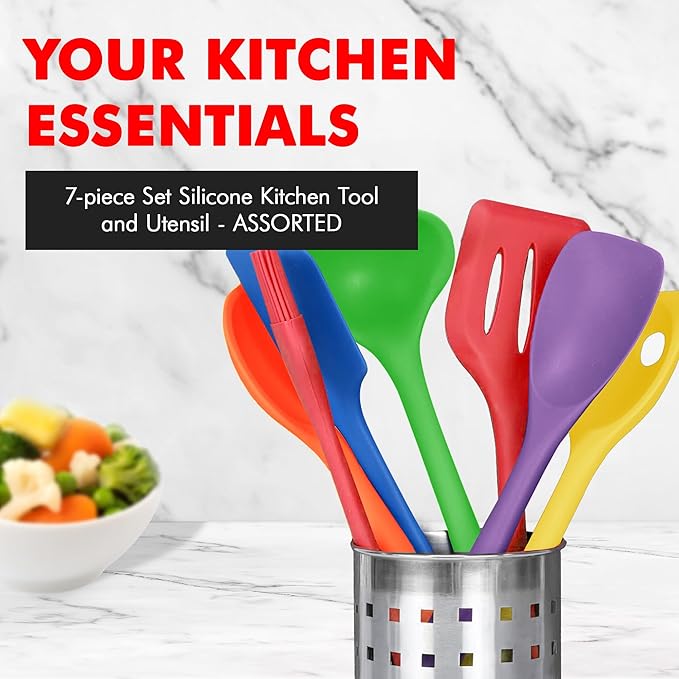 Chef Craft Premium Silicone Kitchen Tool and Utensil Set, 7 Piece - Image 2