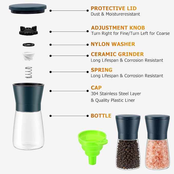 R DRURLCD Stone Blue Salt and Pepper Grinder Set of 2 - Image 5