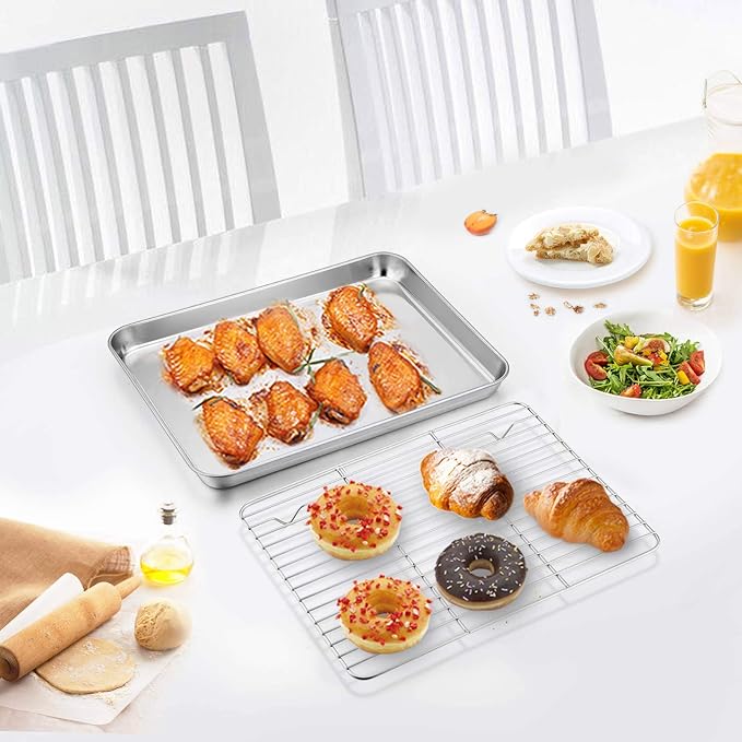 TeamFar 10.5’’ x 8’’ x 1’’ Toaster Oven Pan - Image 3