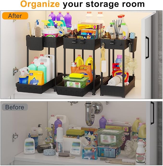Sevenblue 3 Pack Under Sink Organizers, 2-Tier Multi-Use Kitchen and Bathroom - Image 4