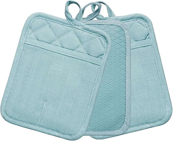 Pot Holders Yarn-Dyed Set of 3 Non Slip Silicone Kitchen Lines Heat Resistant - Image 8