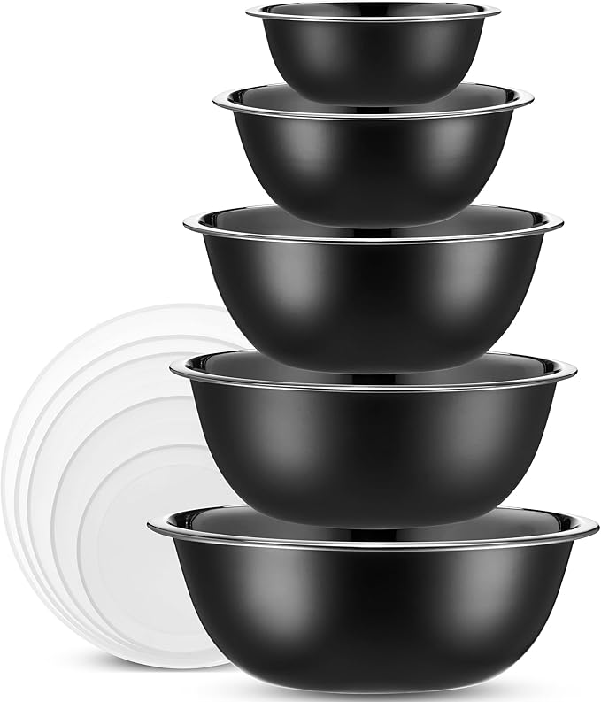 WHYSKO Stainless Steel Mixing Bowl Set, 10 Piece Stainless Steel Mixing Bowls by WHYSKO