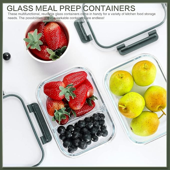KOMUEE 10 Packs 30 oz Glass Meal Prep Containers, Glass Food Storage Containers - Image 6