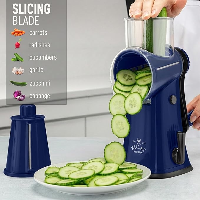 Zulay Kitchen Rotary Cheese Grater 5 Blade Cheese Shredder - Image 5