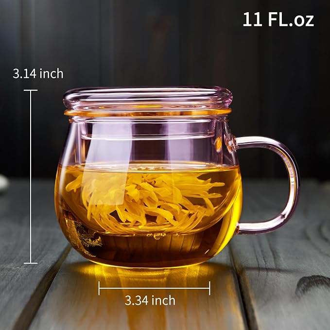 DOPUDO 11oz Pink Glass Tea Cup - Image 4