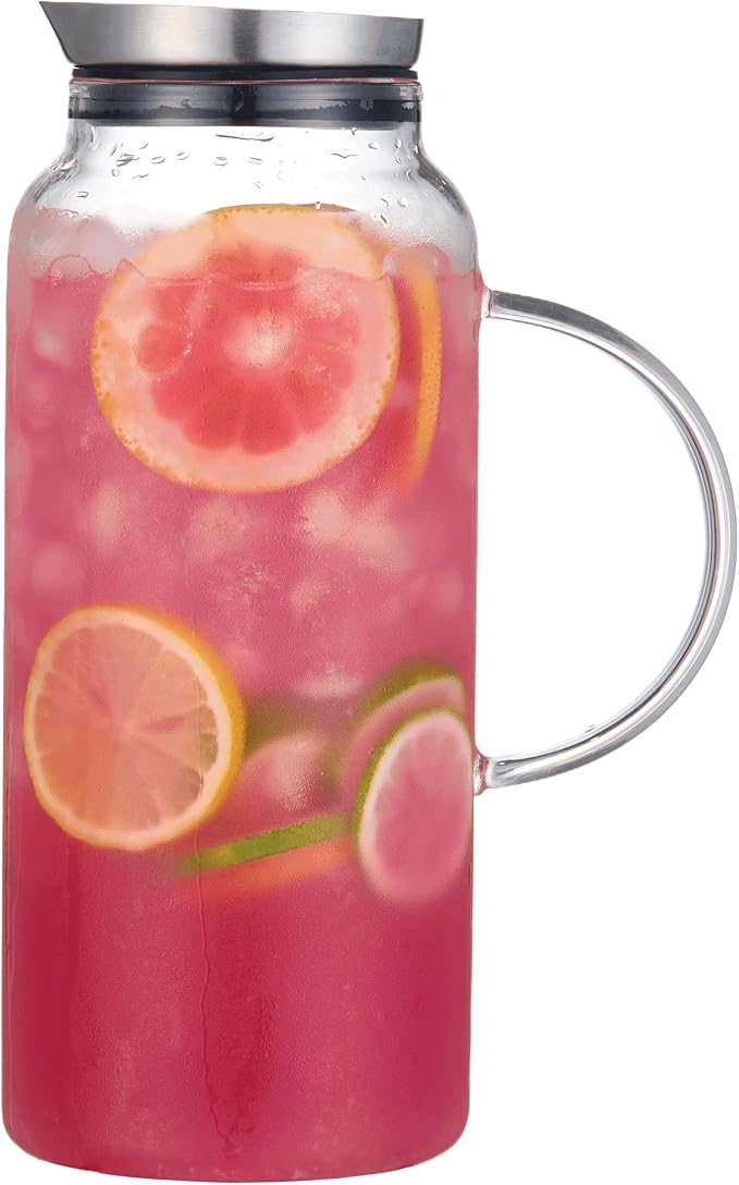 68 Ounces Glass Pitcher with Lid, Hot/Cold Water jug - Image 3