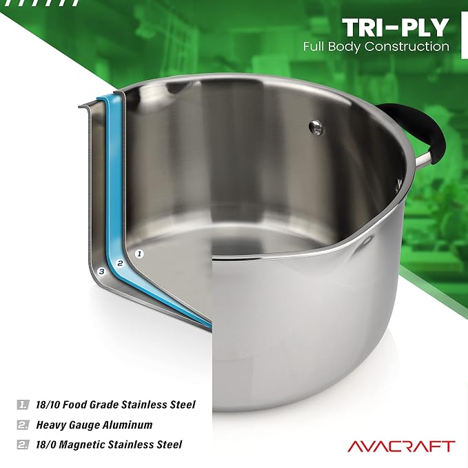 AVACRAFT Tri-Ply Stainless Steel Stockpot - Image 4
